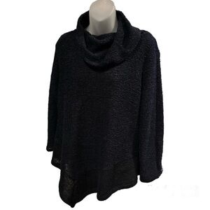SJS dark navy neck cowl neck handkerchief hem textured sweater size medium